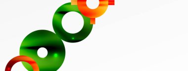 Minimum geometrik soyut arkaplan. Parlak ve parlak daire, çizgi ve yuvarlak şekiller tasarım. Duvar kağıdı, afiş, arkaplan veya iniş için moda tekno iş şablonu