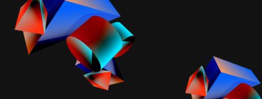 3d vector minimalist geometric abstract background. Triangle, cylinder, pyramid basic shape composition. Trendy techno business template for wallpaper, banner, background or landing