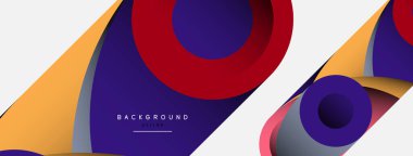 Soyut arkaplan. Minimum geometrik daireler ve koyu gölgeli yuvarlak şekiller. Duvar kağıdı afişi veya arkaplan için moda teknoloji iş şablonu