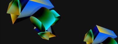 3d vector minimalist geometric abstract background. Triangle, cylinder, pyramid basic shape composition. Trendy techno business template for wallpaper, banner, background or landing