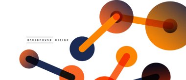 Çizgi noktaları geometrik soyut arkaplan bağlantıları. Çizgilerle birbirine bağlı çemberler. Duvar kağıdı, afiş, arkaplan veya iniş için moda tekno iş şablonu