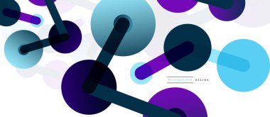 Çizgi noktaları geometrik soyut arkaplan bağlantıları. Çizgilerle birbirine bağlı çemberler. Duvar kağıdı, afiş, arkaplan veya iniş için moda tekno iş şablonu