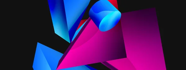 Vector Minimalist Geometric Abstract Background Triangle Cylinder Pyramid Basic Shape — Stockvektor