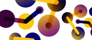 Soyut arkaplan. Yuvarlak noktalar çizgilerle birleşti. Duvar kağıdı, afiş, arkaplan veya iniş için moda tekno iş şablonu