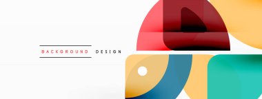 Renkli minimetrik geometrik soyut arkaplan. Yuvarlak elementlerle üçgen şekli, daireler. Duvar kağıdı, afiş, arkaplan veya iniş için moda tekno iş şablonu