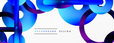 Çember bileşimi soyut arkaplan. Duvar kağıdı, afiş, arkaplan veya iniş için moda tekno iş şablonu