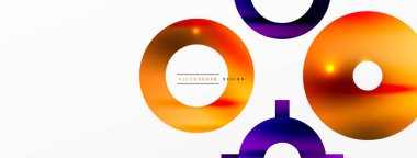 Minimum geometrik soyut arkaplan. Parlak ve parlak daire, çizgi ve yuvarlak şekiller tasarım. Duvar kağıdı, afiş, arkaplan veya iniş için moda tekno iş şablonu