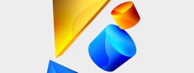 3d vektör minimalist geometrik soyut arkaplan. Üçgen, silindir, piramit temel şekil bileşimi. Duvar kağıdı, afiş, arkaplan veya iniş için moda tekno iş şablonu