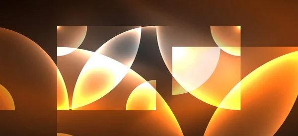 Abstrakt Bakgrund Med Neon Glödande Ljuseffekter Runda Former Trianglar Och — Stock vektor