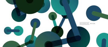 Çizgi noktaları geometrik soyut arkaplan bağlantıları. Çizgilerle birbirine bağlı çemberler. Duvar kağıdı, afiş, arkaplan veya iniş için moda tekno iş şablonu