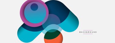 Çember ve yuvarlak şekiller soyut arkaplan. Duvar kağıdı afişi veya iniş sayfası için vektör illüstrasyonu