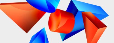 3d vektör minimalist geometrik soyut arkaplan. Üçgen, silindir, piramit temel şekil bileşimi. Duvar kağıdı, afiş, arkaplan veya iniş için moda tekno iş şablonu