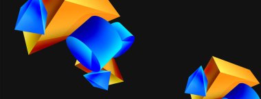 3d vector minimalist geometric abstract background. Triangle, cylinder, pyramid basic shape composition. Trendy techno business template for wallpaper, banner, background or landing