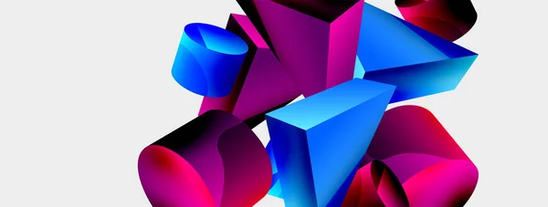 Vector Minimalist Geometric Abstract Background Triangle Cylinder Pyramid Basic Shape — Stockový vektor