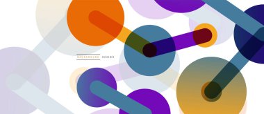 Soyut arkaplan. Yuvarlak noktalar çizgilerle birleşti. Duvar kağıdı, afiş, arkaplan veya iniş için moda tekno iş şablonu