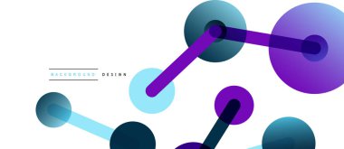 Çizgi noktaları geometrik soyut arkaplan bağlantıları. Çizgilerle birbirine bağlı çemberler. Duvar kağıdı, afiş, arkaplan veya iniş için moda tekno iş şablonu