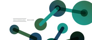 Soyut arkaplan. Yuvarlak noktalar çizgilerle birleşti. Duvar kağıdı, afiş, arkaplan veya iniş için moda tekno iş şablonu