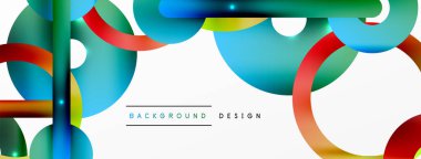 Çember bileşimi soyut arkaplan. Duvar kağıdı, afiş, arkaplan veya iniş için moda tekno iş şablonu