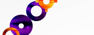 Minimum geometrik soyut arkaplan. Parlak ve parlak daire, çizgi ve yuvarlak şekiller tasarım. Duvar kağıdı, afiş, arkaplan veya iniş için moda tekno iş şablonu