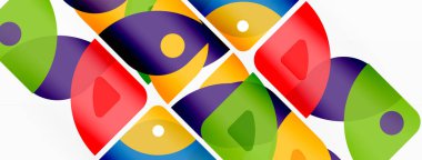 Çizgiler, kareler, daireler ve üçgenler. Duvar kağıdı, pankart, arkaplan, sunum veya iniş sayfası için Geometrik soyut arkaplan