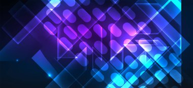 Arka plan duvar kağıtları, parlak çizgiler ve geometrik şekiller. Yapay Zeka teknolojisi, engelleme zinciri, iletişim, 5G, bilim, iş ve teknoloji konsepti için koyu duvar kağıdı