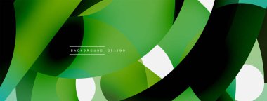 Yuvarlak şekiller daireler ve diğer geometrik şekiller. Duvar kağıdı afişi arkaplan kartı veya iniş sayfası için vektör illüstrasyonu