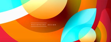 Renkli geometrik şekilli soyut arkaplan. Yuvarlak şekilli, daire ve çizgilerle çok güzel bir arka plan. Geometrik tasarım. Vektör illüstrasyonu