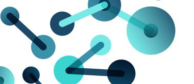 Soyut arkaplan. Yuvarlak noktalar çizgilerle birleşti. Duvar kağıdı, afiş, arkaplan veya iniş için moda tekno iş şablonu