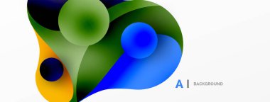 Akan geometrik şekiller, minimalist soyut arkaplanı oluşturur. Yuvarlak şekiller ve daireler. Yapay zeka teknolojisi, engelleme zinciri, iletişim için duvar kağıdı, 5G, bilim, iş