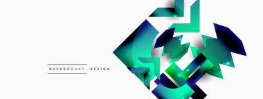 Dinamik bileşim, parlak geometrik şekiller soyut arkaplan. Duvar kağıdı, afiş, arkaplan veya iniş için moda tekno iş şablonu