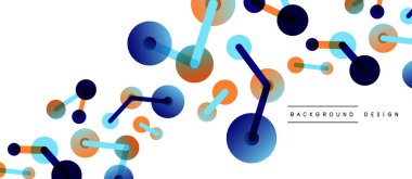 Çizgi noktaları geometrik soyut arkaplan bağlantıları. Çizgilerle birbirine bağlı çemberler. Duvar kağıdı, afiş, arkaplan veya iniş için moda tekno iş şablonu