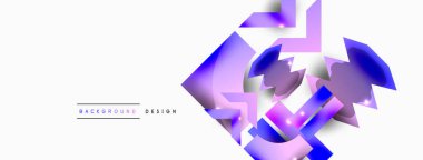 Dinamik bileşim, parlak geometrik şekiller soyut arkaplan. Duvar kağıdı, afiş, arkaplan veya iniş için moda tekno iş şablonu