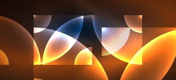Fondo Abstracto Con Efectos Luz Brillante Neón Formas Redondas Triángulos — Archivo Imágenes Vectoriales