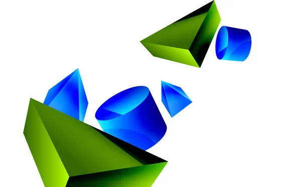 Vektor Minimalistischen Geometrischen Abstrakten Hintergrund Dreieck Zylinder Pyramide Grundformkomposition Trendige — Stockvektor