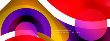 Renkli geometrik şekilli soyut arkaplan. Yuvarlak şekilli, daire ve çizgilerle çok güzel bir arka plan. Geometrik tasarım. Vektör illüstrasyonu