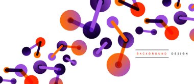 Çizgi noktaları geometrik soyut arkaplan bağlantıları. Çizgilerle birbirine bağlı çemberler. Duvar kağıdı, afiş, arkaplan veya iniş için moda tekno iş şablonu