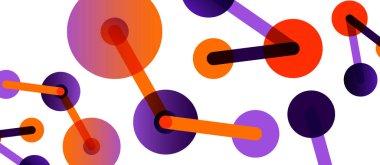 Soyut arkaplan. Yuvarlak noktalar çizgilerle birleşti. Duvar kağıdı, afiş, arkaplan veya iniş için moda tekno iş şablonu