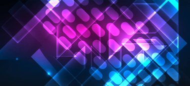 Arka plan duvar kağıtları, parlak çizgiler ve geometrik şekiller. Yapay Zeka teknolojisi, engelleme zinciri, iletişim, 5G, bilim, iş ve teknoloji konsepti için koyu duvar kağıdı