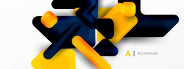 Minimum geometrik soyut arkaplan. Renkli geometrik bloklar. Çizgiler, kareler ve üçgenler duvar kağıdı bileşimi