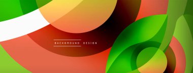 Renkli geometrik şekilli soyut arkaplan. Yuvarlak şekilli, daire ve çizgilerle çok güzel bir arka plan. Geometrik tasarım. Vektör illüstrasyonu