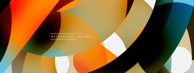 Yuvarlak şekiller daireler ve diğer geometrik şekiller. Duvar kağıdı afişi arkaplan kartı veya iniş sayfası için vektör illüstrasyonu