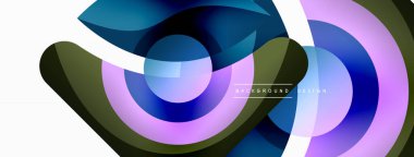 Renkli geometrik şekilli soyut arkaplan. Yuvarlak şekilli, daire ve çizgilerle çok güzel bir arka plan. Geometrik tasarım. Vektör illüstrasyonu