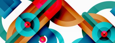 Yaratıcı geometrik duvar kağıdı. Yuvarlak şekilli asgari geometrik arka plan. Duvar kağıdı, afiş, arkaplan veya iniş için moda tekno iş şablonu