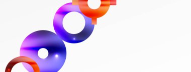 Minimum geometrik soyut arkaplan. Çember, çizgi ve yuvarlak şekiller tasarımı. Duvar kağıdı, afiş, arkaplan veya iniş için moda tekno iş şablonu