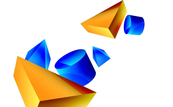 Vector Minimalist Geometric Abstract Background Triangle Cylinder Pyramid Basic Shape — ストックベクタ