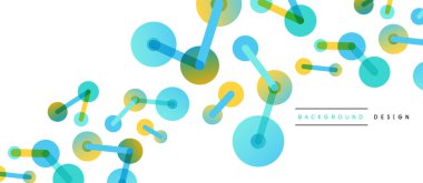 Soyut arkaplan. Yuvarlak noktalar çizgilerle birleşti. Duvar kağıdı, afiş, arkaplan veya iniş için moda tekno iş şablonu