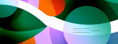 Yaratıcı geometrik duvar kağıdı. Asgari soyut arkaplan. Duvar kağıdı arkaplanı veya iniş sayfası için daire dalga ve yuvarlak şekiller kompozisyon vektör çizimi