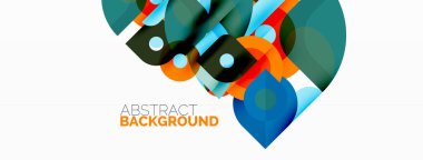 Renkli yuvarlak şekiller, daireler ve üçgenler. Duvar kağıdı, afiş ve sunum için en küçük geometrik şablon