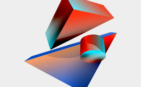 Векторный Минималистский Геометрический Абстрактный Фон Треугольник Цилиндр Пирамида Основной Формы — стоковый вектор