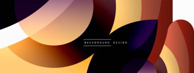 Renkli geometrik şekilli soyut arkaplan. Yuvarlak şekilli, daire ve çizgilerle çok güzel bir arka plan. Geometrik tasarım. Vektör illüstrasyonu